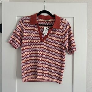 Striped Polo Shirt - Red and White